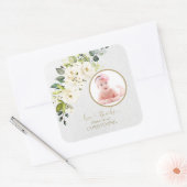 Delaicate Witte Ivoren Bloem Meisje Foto Doop Vierkante Sticker (Envelop)