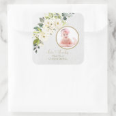 Delaicate Witte Ivoren Bloem Meisje Foto Doop Vierkante Sticker (Tas)