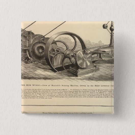 Delamater Iron Works Vierkante Button 5,1 Cm (Voorkant)