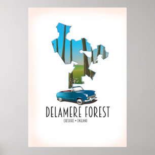 Delamere Forest Cheshire England kaart Poster