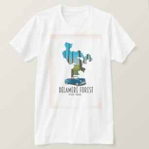 Delamere Forest Cheshire England kaart T-shirt