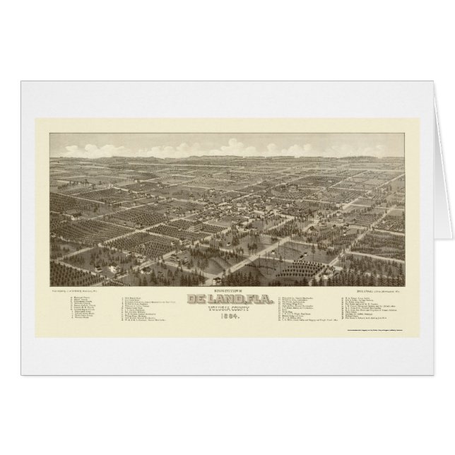 DeLand, FL Panoramic Map - 1884 (Voorkant Horizontaal)