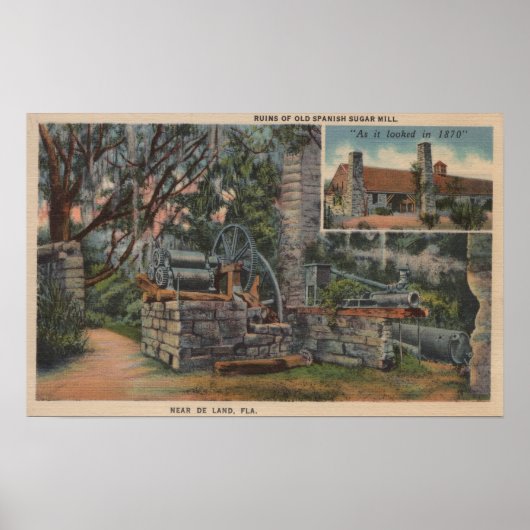 Deland, FL - Ruins of Old Spanish Sugar Mill Poster (Voorkant)