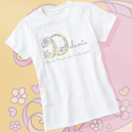 Delanie meisjes noemen monogram harten t-shirt