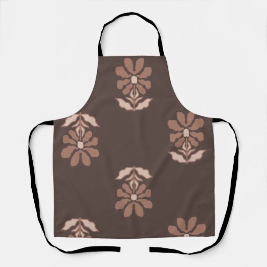 Delantal Floral en Tonos Café Schort (Voorkant)