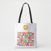 DELANTAL HIPPIE WERELDZOMER 2021 VREDE EN LIEFDE TOTE BAG (Voorkant)