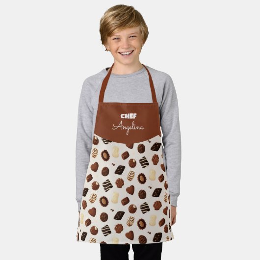 Delantal Patrón de caramelos de chocolate Schort (Gedragen)