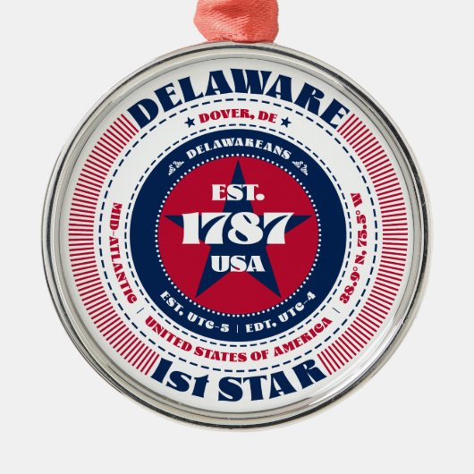 Delaware 1st State Christmas Ornament (Voorkant)