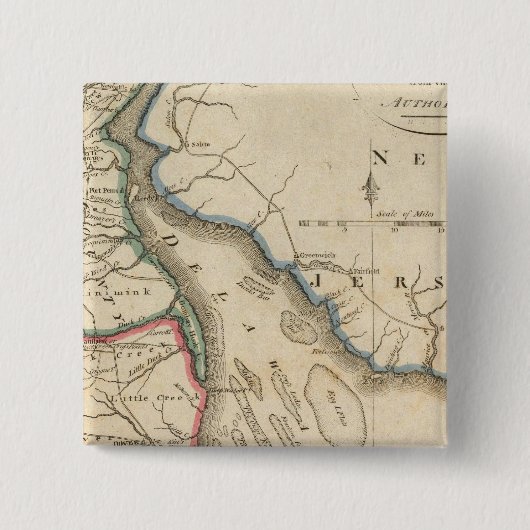 Delaware 5 vierkante button 5,1 cm (Voorkant)