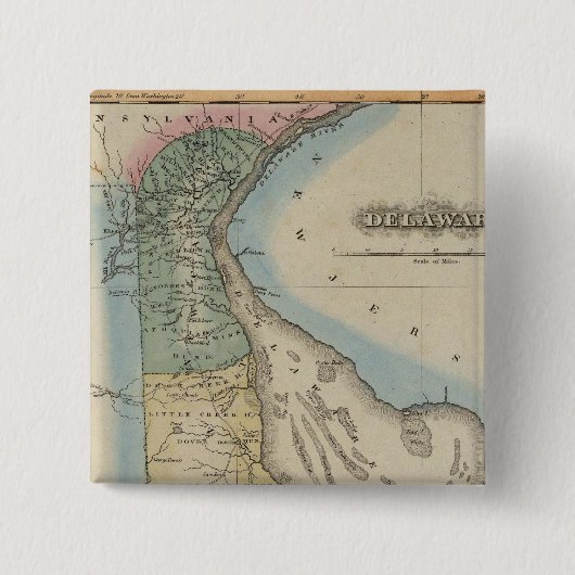 Delaware 6 vierkante button 5,1 cm (Voorkant)