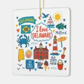 Delaware Aangepaste Gezinsreis Kerstmis Keramisch Ornament (Links)