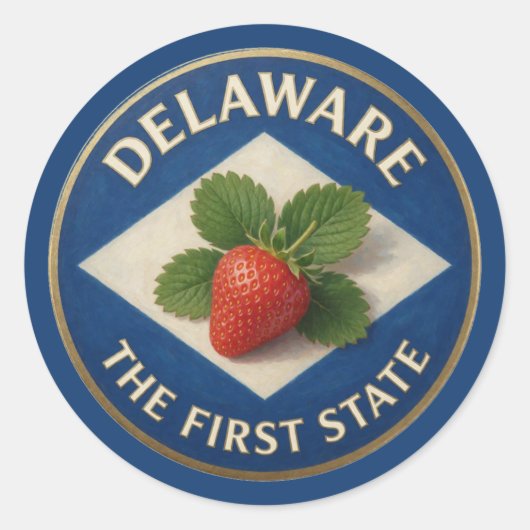 Delaware Aardbeiembleem 🍓 Ronde Sticker (Voorkant)