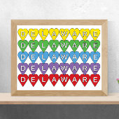 Delaware Amerikaanse staat kleurrijke harten Poster