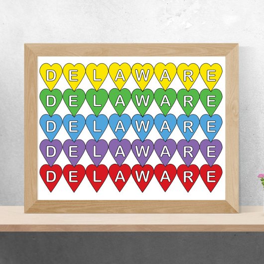 Delaware Amerikaanse staat kleurrijke harten Poster