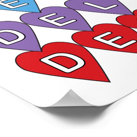 Delaware Amerikaanse staat kleurrijke harten Poster (Hoek)