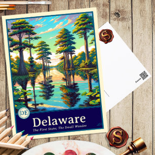 Delaware Anime Stijl Cel Gearceerde Ansichtkaart Briefkaart