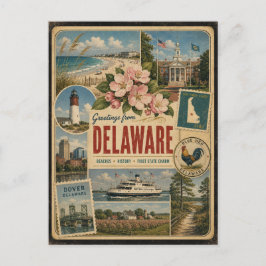 Delaware authentieke vintage stijl ansichtkaart briefkaart