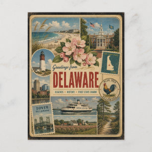 Delaware authentieke vintage stijl ansichtkaart briefkaart