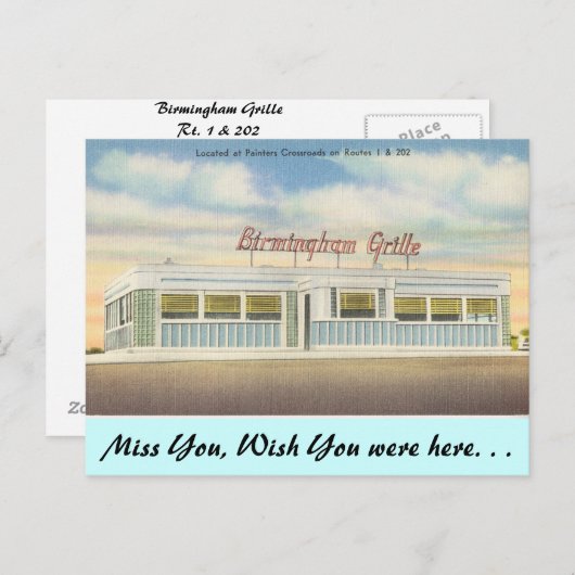 Delaware, Birmingham Grille Briefkaart (Voorkant / Achterkant)