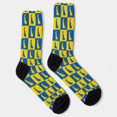 Delaware Blauw Goud Schachbrettpatroon Sokken (Rechts)