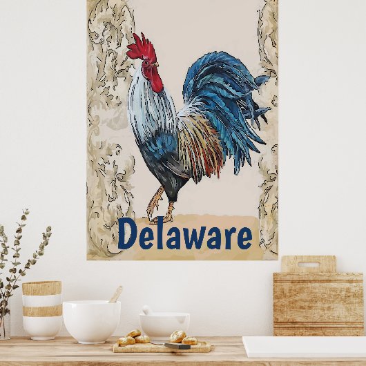 Delaware, Blauwe hennen, Tekst bewerken Poster (Keuken)