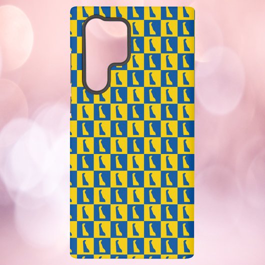 Delaware Blue Gold Checkerboard Pattern Samsung Galaxy Hoesje