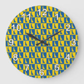 Delaware Blue Gold Pattern Black White Numbers Grote Klok (Voorkant)