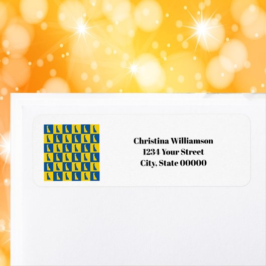 Delaware Blue Gold Personalize Return Address Etiket