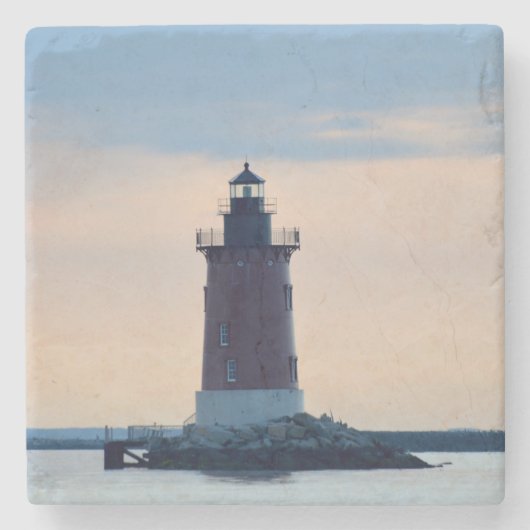 Delaware Breakwater Vuurtoren Kaap Henlopen Stenen Onderzetter (Voorkant)