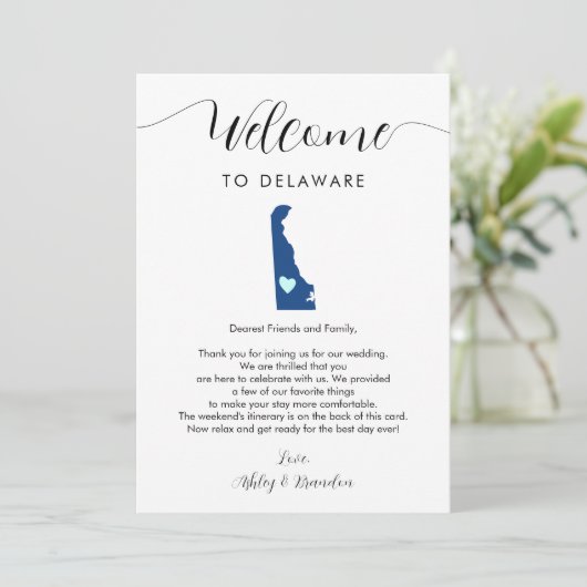 Delaware bruiloft welkomstbrief reisschema Kaart (Staand voorkant)