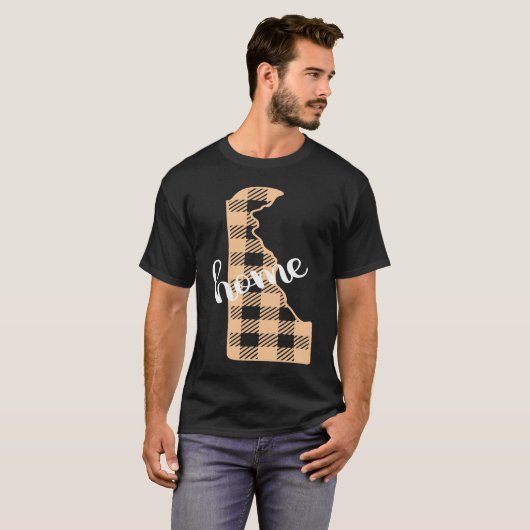 Delaware Buffalo Plaid Home State Country Peach We T-shirt (Voorkant volledig)