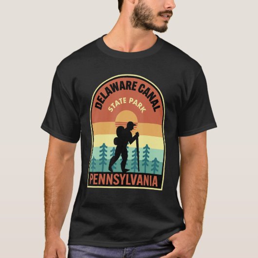 Delaware Canal State Park Pennsylvania Retro Hikin T-shirt (Voorkant)