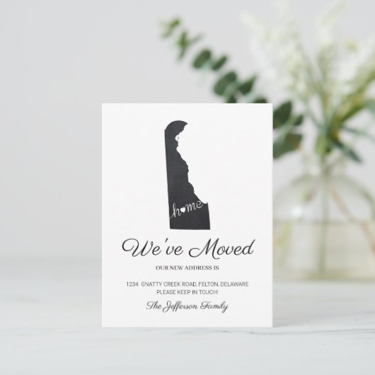 Delaware Chalkboard State Map Verhuizen Briefkaart (Staand voorkant)