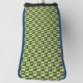 Delaware Checker Blauw Geel Goud Patroon Golfheadcover (Draai 90)