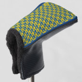 Delaware Checker Blauw Geel Goud Patroon Golfheadcover (3/4 voorkant)