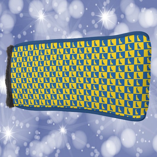 Delaware Checker Blauw Geel Goud Patroon Golfheadcover