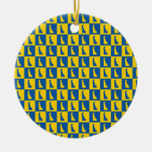 Delaware Checker Blue Gold Yellow Pattern Keramisch Ornament (Voorkant)