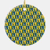 Delaware Checker Blue Gold Yellow Pattern Keramisch Ornament (Achterkant)