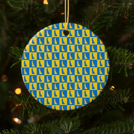Delaware Checker Blue Gold Yellow Pattern Keramisch Ornament