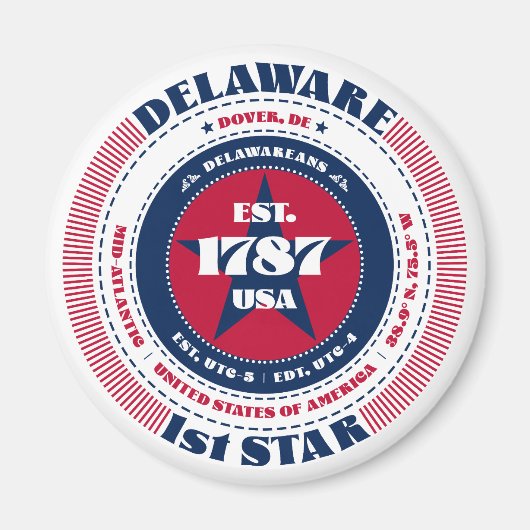Delaware Circle Typography Souvenir Magnet (Voorkant)