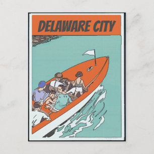 Delaware City, Boat Ride,  Stijl Briefkaart