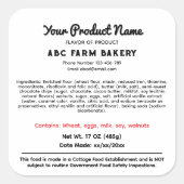 DELAWARE Cottage Food Law Sticker Label (Voorkant)