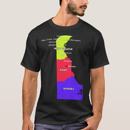 Delaware County Kaart Amerikaanse grenzen Grote st T-shirt (Voorkant)