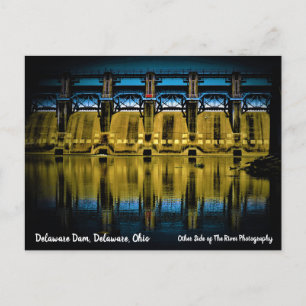Delaware Dam in de nacht Delaware, Ohio Briefkaart