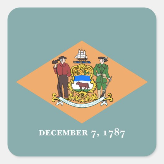 Delaware De Diamant US Staatsvlag Vierkante Sticker (Voorkant)