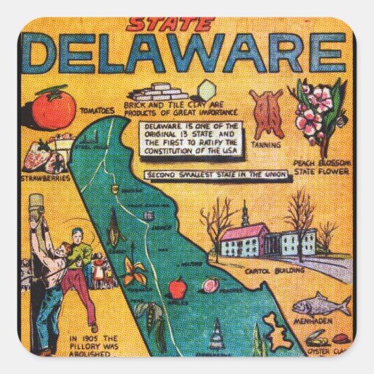 Delaware de diamantstaat vierkante sticker (Voorkant)