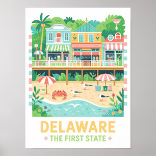 Delaware de eerste Amerikaanse zomerreis Poster