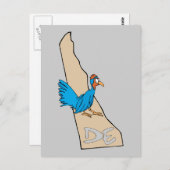 Delaware DE Map & Blue Hen Cartoon Art Motto Briefkaart (Voorkant / Achterkant)