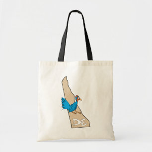Delaware DE Map & Blue Hen Cartoon Art Motto Tas