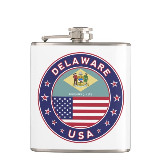 Delaware, Delaware t-shirt, Delaware sticker Heupfles (Voorkant)